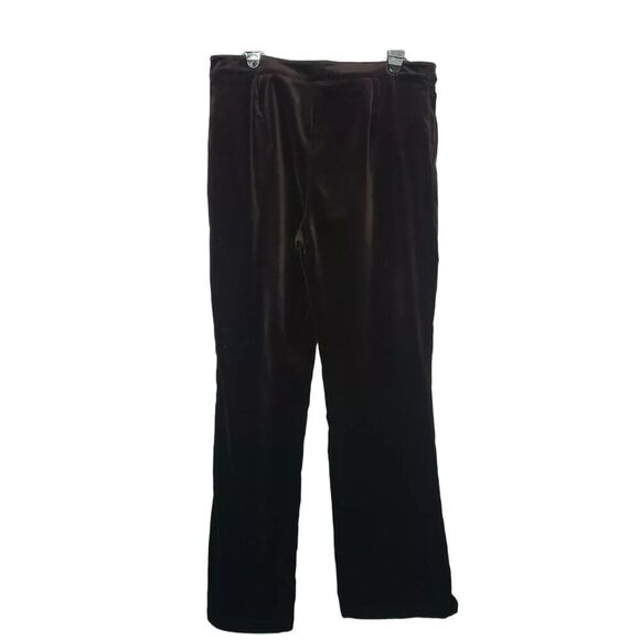 ST. JOHN Sport Pants Sz 12 Brown Velvet Velour  Chain Detail - Picture 2 of 4